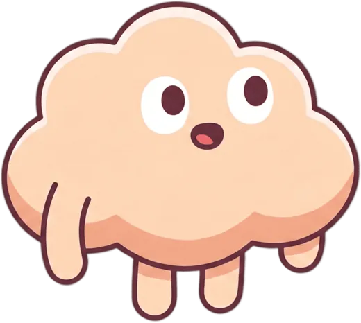 Nagi, the little cloud mascot, in its watchful state.